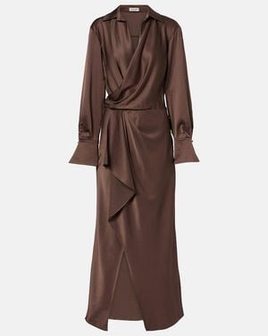 Jonathan Simkhai Talita Draped Satin Wrap Dress - Brown