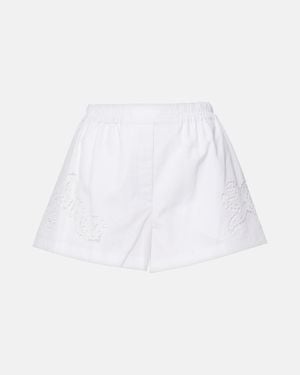 Versace Sangallo Embroidered Cotton Poplin Shorts - White