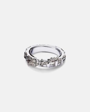 ANANYA Anillo Scatter De Oro Blanco De 18 Ct Con Zafiros Y Diamantes