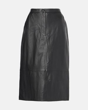 Yves Salomon Leather Midi Skirt - Grey