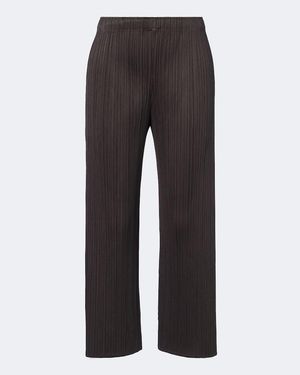 Pleats Please Issey Miyake Monthly Colors: August Pleated Wide-Leg Trousers - Grey