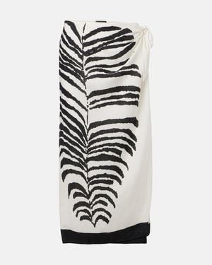 ViX Flora Zebra-Print Linen-Blend Maxi Skirt - White