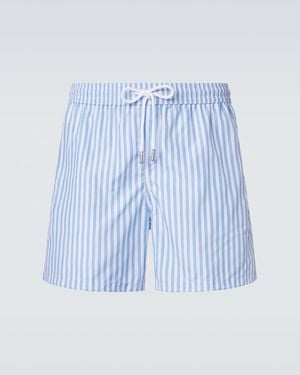 Thom Sweeney Striped Swim Trunks - Blue
