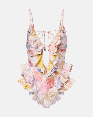 Zimmermann Costume Intero Como Con Stampa Floreale - Rosa