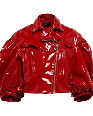 Simone Rocha Patent Leather Biker Jacket - Red