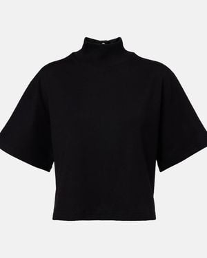 Alaïa High-Neck Cotton Jersey T-Shirt - Black