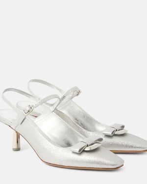 Ferragamo Ophelia 55 Leather Slingback Pumps - White