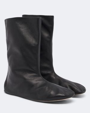 The Row Esther Leather Mid-Calf Boots - Black