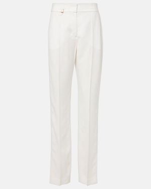 Jacquemus Tibau High-Rise Canvas Slim Trousers - White