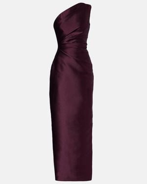 Solace London Kira Gathered Twill Gown - Purple