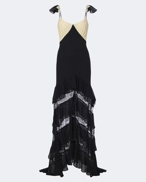 De La Vali Auralite Lace-Paneled Tiered Gown - Black