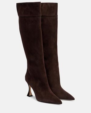 Manolo Blahnik Miralonepla 90 Suede Knee-High Boots - Brown