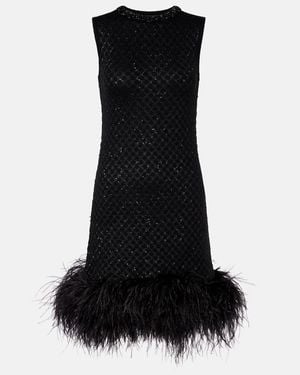 Max Mara Novara Feather-Trimmed Minidress - Black