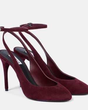 Alaïa Decolette 90 Suede Slingback Court Shoes - Red