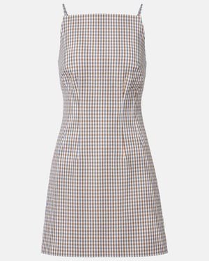 Veronica Beard Gingham Cotton-Blend Seersucker Minidress - Gray