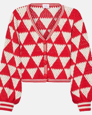Anna Kosturova Maija Crochet Cotton Cardigan - Red