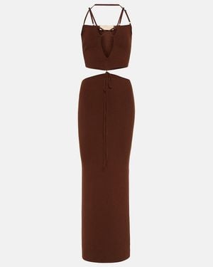 AYA MUSE Strickkleid mit Cut-Out - Braun