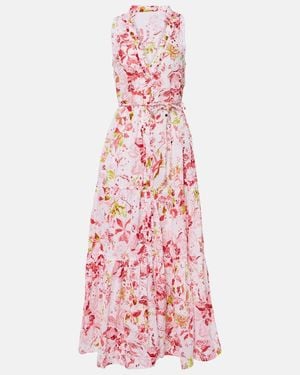 Poupette Nana Floral Tiered Cotton Maxi Dress - Pink