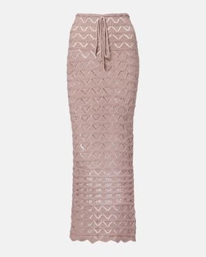 Bananhot Helena Open-Knit Cotton-Blend Maxi Skirt - Pink