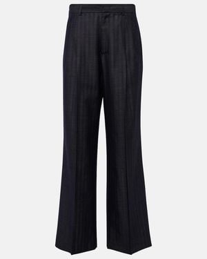 Etro Pleated Wool-Blend Wide-Leg Trousers - Blue