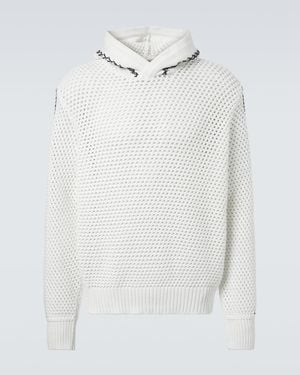 Orlebar Brown Kirk Striped Crochet Cotton-Blend Hoodie - White