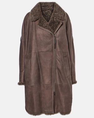 Brunello Cucinelli Shearling-Lined Leather Coat - Brown
