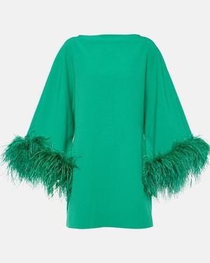 Safiyaa Arama Feather-Trimmed Minidress - Green