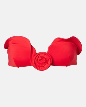 Magda Butrym Floral-Applique Bikini Top - Red