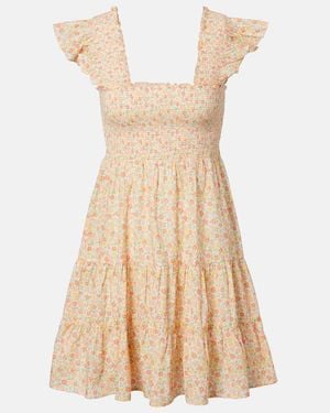 RIXO London Vestido Corto Sideny De Algodon Floral - Neutro