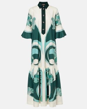 La DoubleJ Artemis Printed Cotton Poplin Shirt Dress - Green