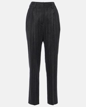 Blazé Milano Banker Pinstripe Wool Straight Trousers - Black