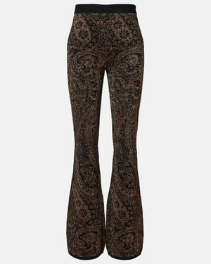 Etro Paisley Wool-Blend Lame Flared Pants - Black