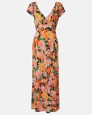 RIXO London Cathy Floral Crepe Midi Dress - Metallic