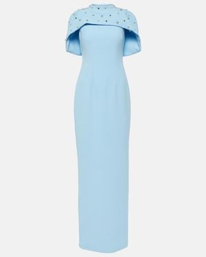 Safiyaa Crystal-Embellished Caped Gown - Blue