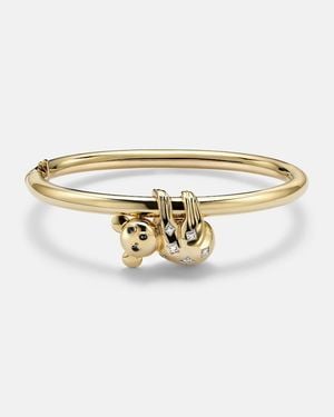 Yvonne Léon Armreif Koala Aus 9Kt Gelbgold Mit Diamanten Une Emaille - Weiß