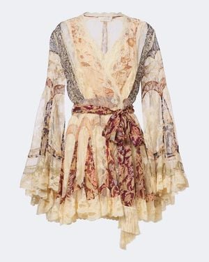 Zimmermann Vestido Envolvente Valiant Floral Con Encaje - Neutro