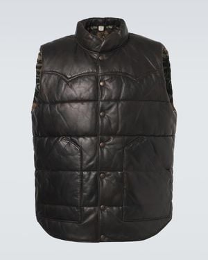 RRL Chaleco Reversible Acolchado De Piel - Negro