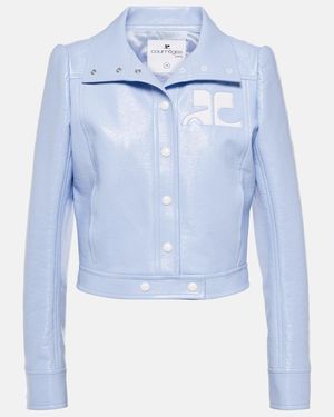 Courreges Reedition Cropped Vinyl Jacket - Blue