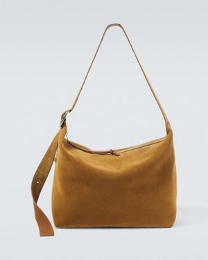 Loewe Loop Large Suede Shoulder Bag - Brown