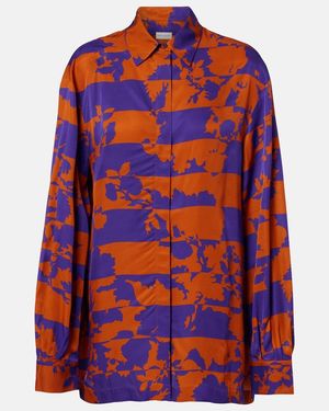 Dries Van Noten Printed Satin Shirt - Red