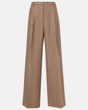 Dries Van Noten Checked Wool Wide-Leg Trousers - Brown