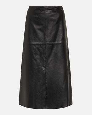 JOSEPH Sidena Leather Midi Skirt - Black