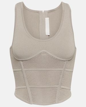 Dion Lee Cropped Ribbed-Knit Bustier - White
