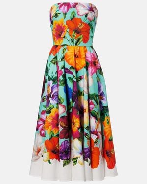 Dolce & Gabbana Floral Cotton Bustier Dress - Red