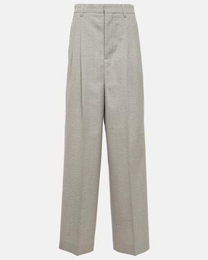 Ami Paris High-Rise Wool Wide-Leg Pants - Grey