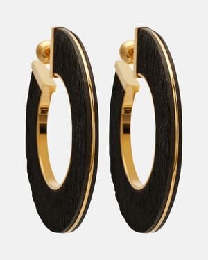 Alaïa Blade Medium Leather Hoop Earrings - Black