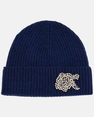 Erdem Embellished Cashmere Beanie - Blue