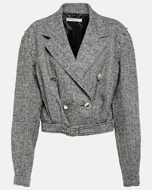 Alessandra Rich Verzierte Jacke Aus Einem Wollgemisch - Grau