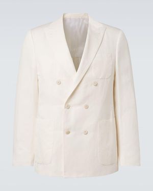 Canali Blazer Kei Aus Leinen Und Seide - Natur
