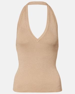 Nili Lotan Ivey Halterneck Silk Top - Natural